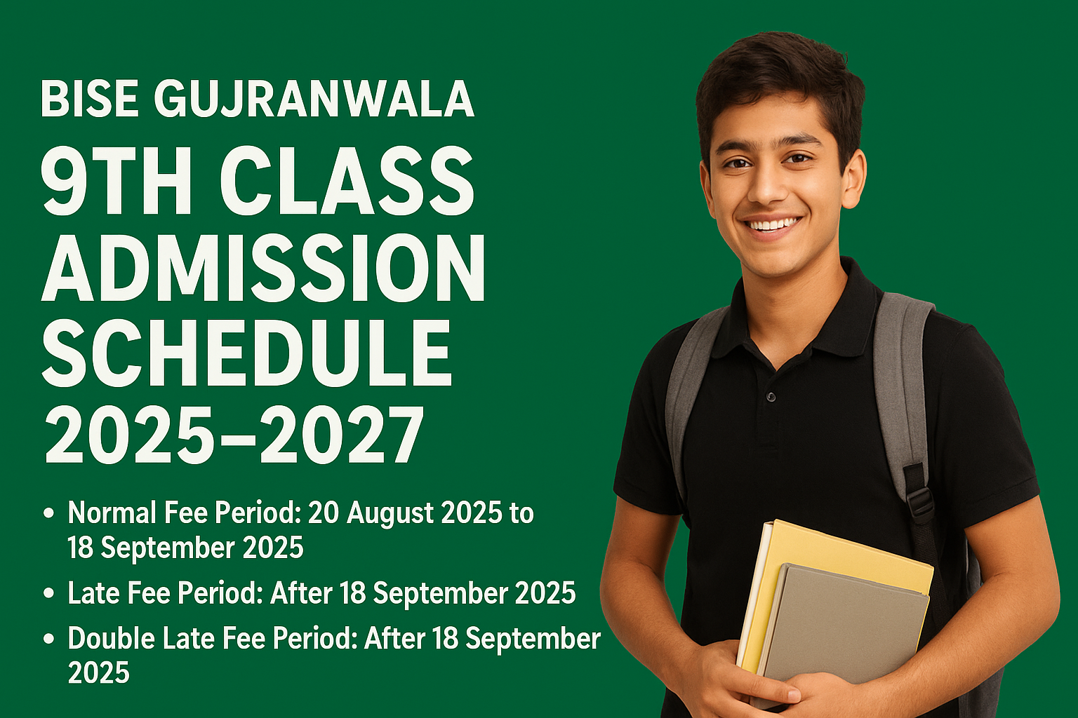 BISE Gujranwala Announces 9th Class Admission Schedule 2025–2027